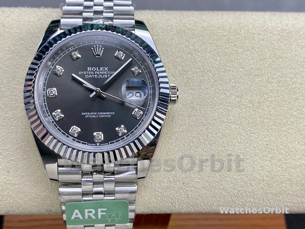 Rolex Datejust 41 Rhodium Diamond Dial Fluted Bezel m126334 0006 Men's Watch