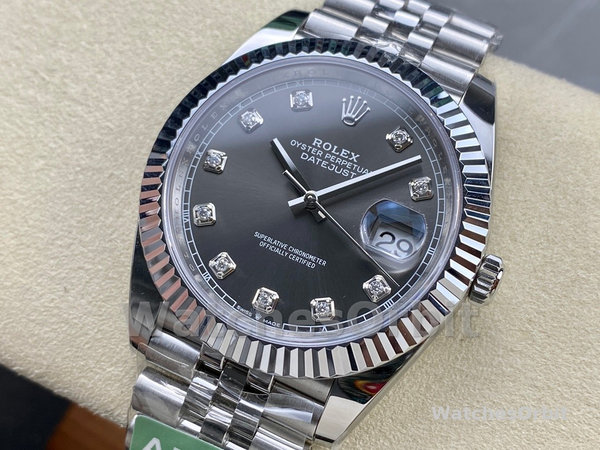Rolex Datejust 41 Rhodium Diamond Dial Fluted Bezel m126334 0006 Men's Watch