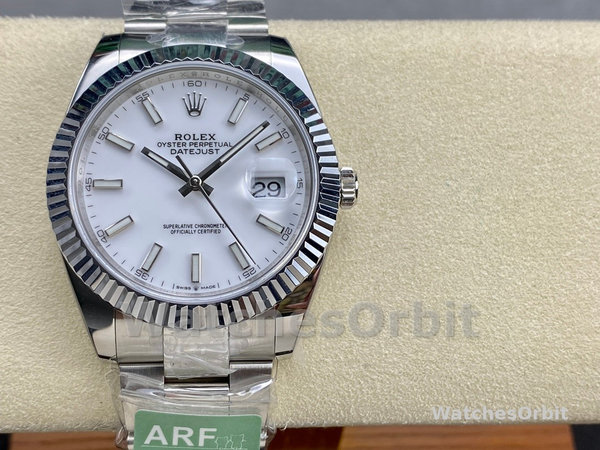 Replica Rolex Datejust 41-M126334 voor heren, roestvrij staal & witgoud, witte wijzerplaat, witte wijzerplaat voor heren