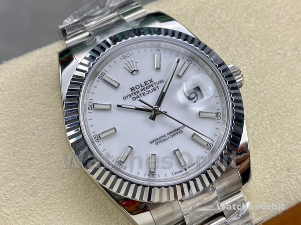 Replica Rolex Datejust 41-M126334 voor heren, roestvrij staal & witgoud, witte wijzerplaat, witte wijzerplaat voor heren