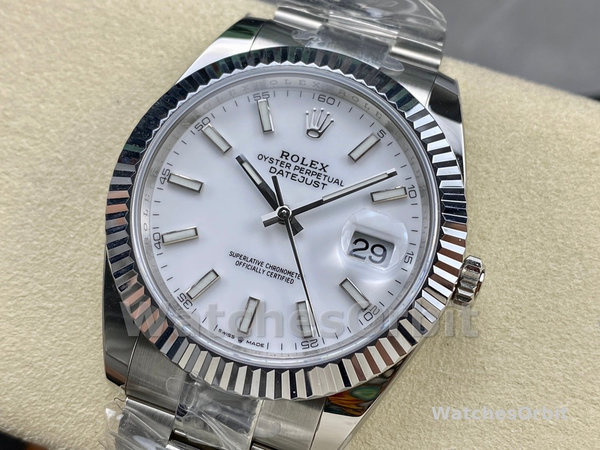Replica Rolex Datejust 41-M126334 voor heren, roestvrij staal & witgoud, witte wijzerplaat, witte wijzerplaat voor heren