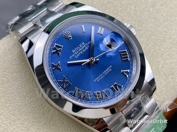 Replica Rolex Datejust 41-M126300 0017, Roestvrij staal, Romeinse wijzerplaat Azzuro Blue, herenblauwe wijzerplaat