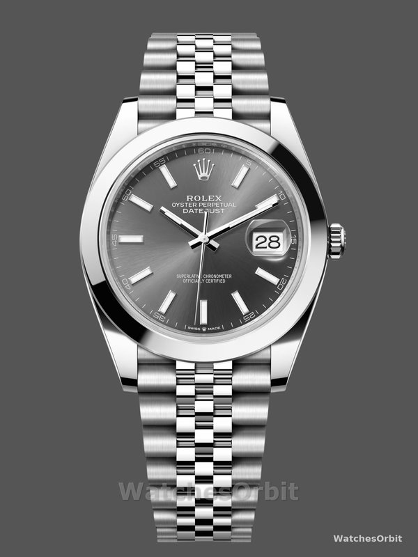 Rolex Datejust 41 Stainless Steel Grey Dial Jubilee Band M126300 0008 Men's Watch