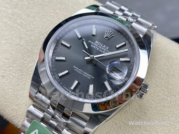 Replica Rolex Datejust 41-M126300 0008 voor heren, roestvrij staal, grijze wijzerplaat, jubileumband