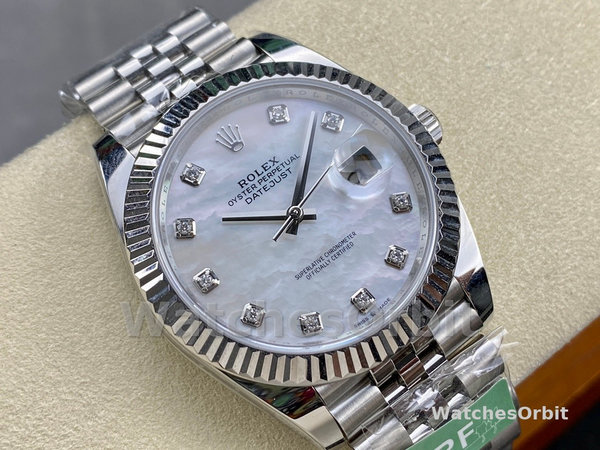 Replica Rolex Datejust 41 Steel White Gold MOP Diamond Dial 126334 Herrenuhr Perfekte Replik