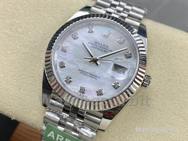 Replica Rolex Datejust 41 Steel White Gold MOP Diamond Dial 126334 Herrenuhr Perfekte Replik