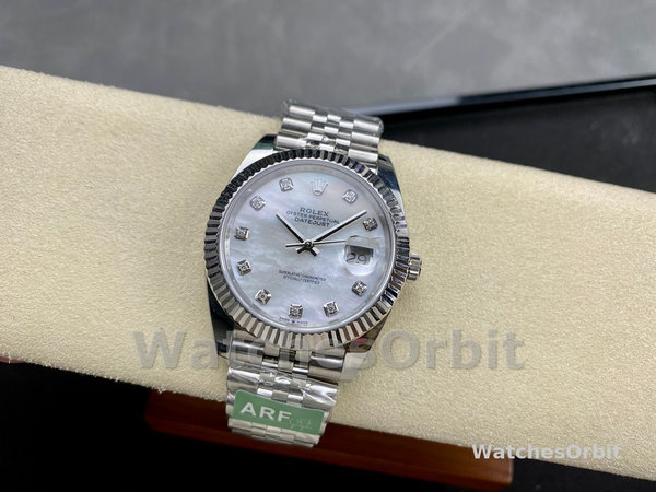 Replica Rolex Datejust 41 Steel White Gold MOP Diamond Dial 126334 Herrenuhr Perfekte Replik