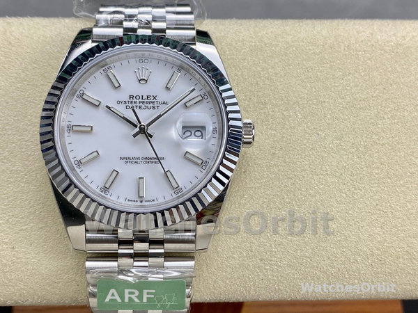 Replica Heren Rolex Datejust 41-M126334 0010, Staal & Witgoud, Witte Wijzerplaat, Jubileum Armband, Witte Wijzerplaat Heren