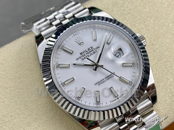 Replica Heren Rolex Datejust 41-M126334 0010, Staal & Witgoud, Witte Wijzerplaat, Jubileum Armband, Witte Wijzerplaat Heren