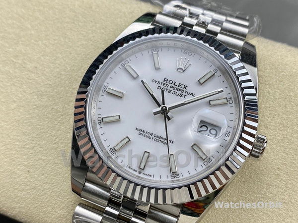 Replica Heren Rolex Datejust 41-M126334 0010, Staal & Witgoud, Witte Wijzerplaat, Jubileum Armband, Witte Wijzerplaat Heren