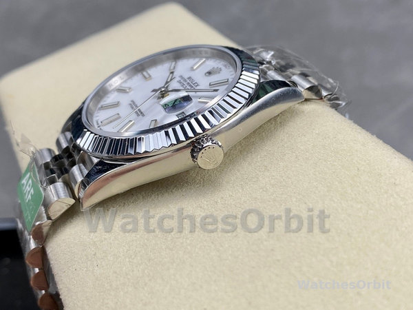 Replica Heren Rolex Datejust 41-M126334 0010, Staal & Witgoud, Witte Wijzerplaat, Jubileum Armband, Witte Wijzerplaat Heren