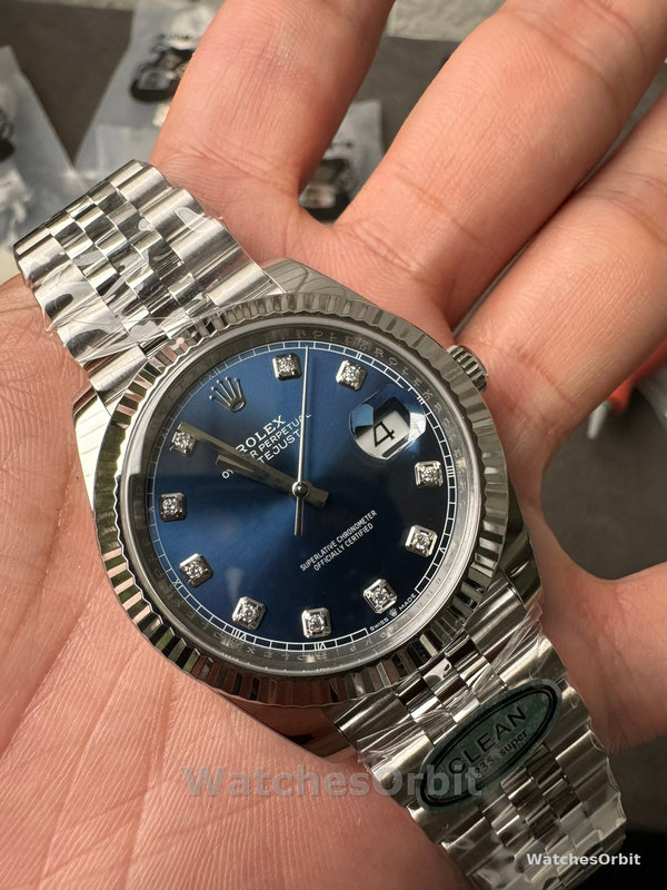 Replica Rolex Datejust 41-126334 0016 voor heren, witgoud, blauwe wijzerplaat