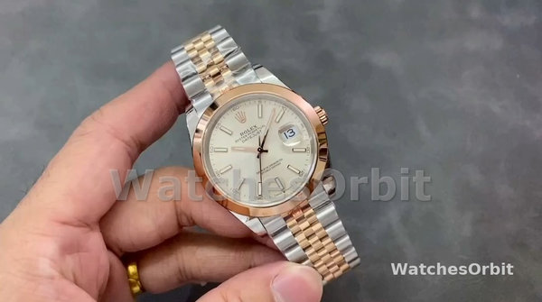 Replica Rolex Datejust 41mm Heren-126301 0010-Rose Gold-Sundust Index Dial Sundust