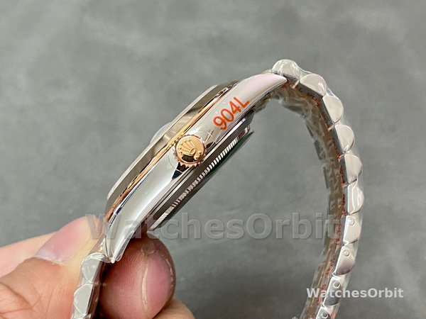 Replica Rolex Datejust 41mm Heren-126301 0010-Rose Gold-Sundust Index Dial Sundust