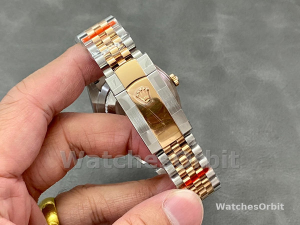 Replica Rolex Datejust 41mm Heren-126301 0010-Rose Gold-Sundust Index Dial Sundust