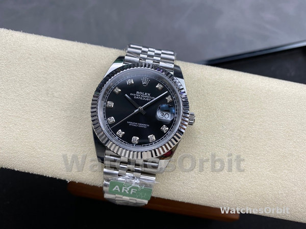 Replica Rolex Datejust 41-m126334, Rolesor, zwarte diamanten wijzerplaat, zwarte wijzerplaat voor heren