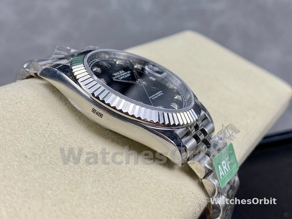 Replica Rolex Datejust 41-m126334, Rolesor, zwarte diamanten wijzerplaat, zwarte wijzerplaat voor heren
