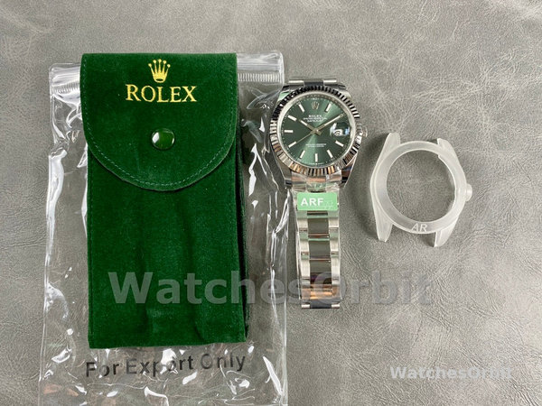 Replica Rolex Datejust 41 mm Uomo-m126334 0027-Ghiera scanalata-Dialetto verde Quadrante verde