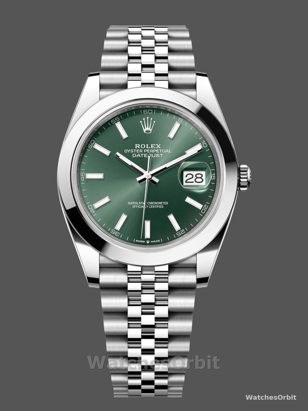 Rolex DateJust 41mm m126300 0020 Oystersteel Jubilee Mint Green Dial
