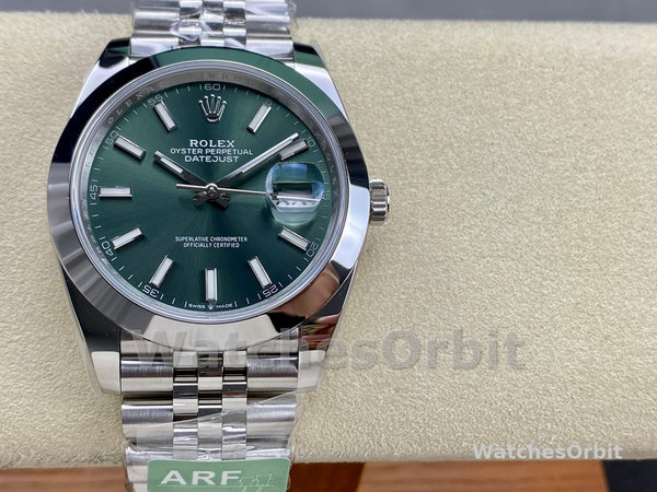 Replica Rolex Datejust 41-m126300 0020, Oystersteel, Jubilee, Quadrante verde menta da uomo Quadrante verde