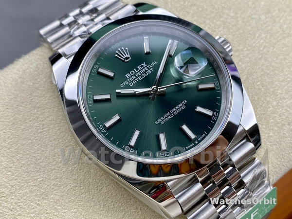 Replica Rolex Datejust 41-m126300 0020, Oystersteel, Jubilee, Quadrante verde menta da uomo Quadrante verde