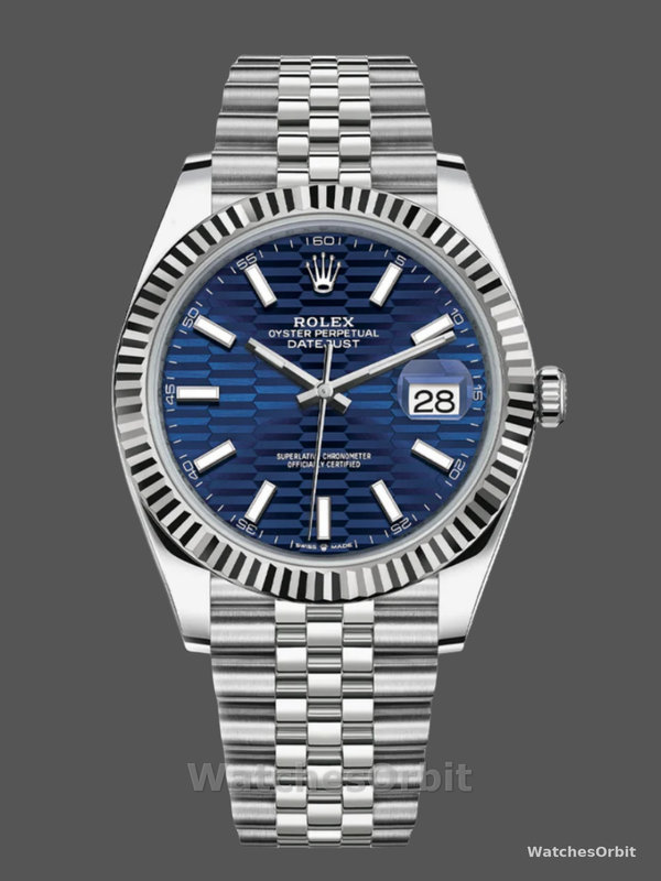 Rolex Datejust 41mm Pre owned Blue Motif Dial Jubilee Bracelet 126334