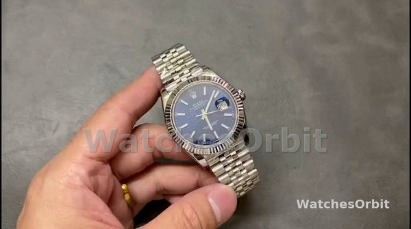 Men's Rolex Datejust 41-126334, Pre‑owned, Blue Motif Dial, Jubilee Bracelet, Blue Dial