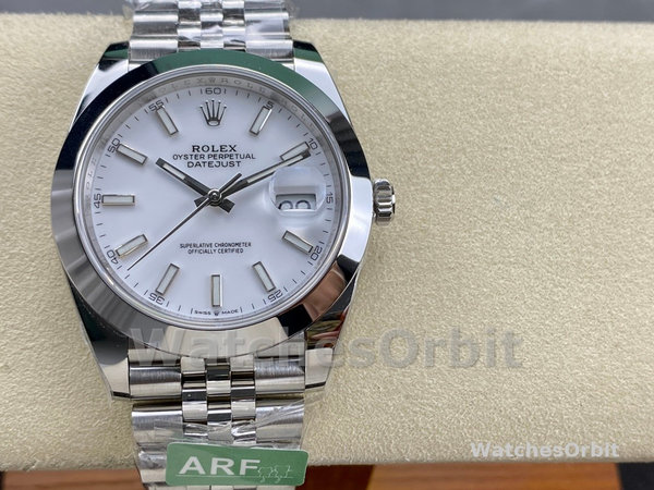 Replica Rolex Datejust 41-126300 0006 da uomo, acciaio inossidabile, indice bianco, quadrante bianco Jubilee
