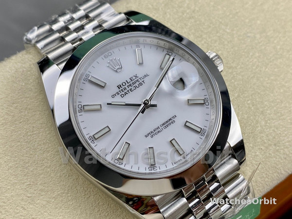 Replica Rolex Datejust 41-126300 0006 da uomo, acciaio inossidabile, indice bianco, quadrante bianco Jubilee