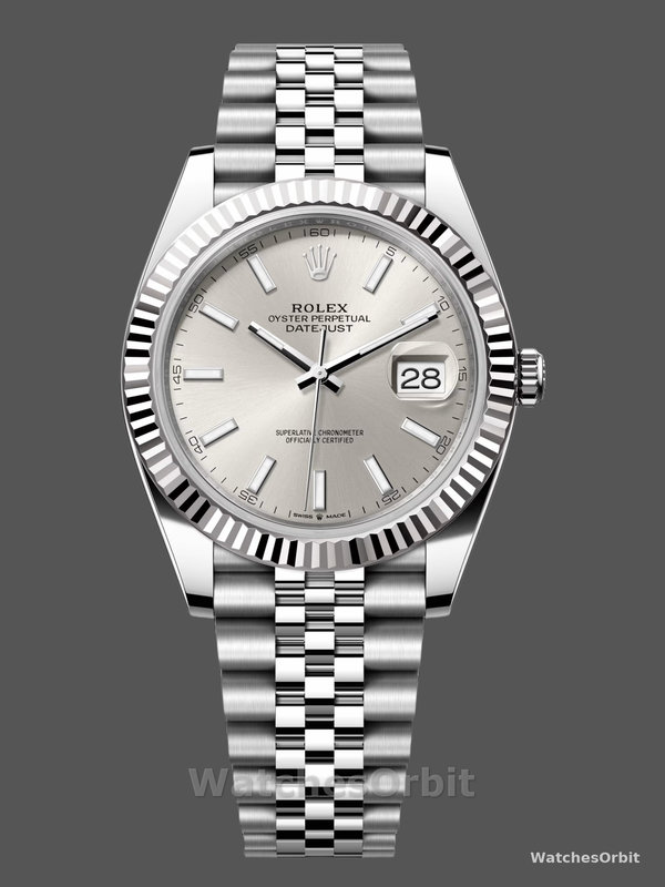 Rolex Datejust 41mm Stainless Steel 126334 0004 Silver Index Jubilee Mens Watch