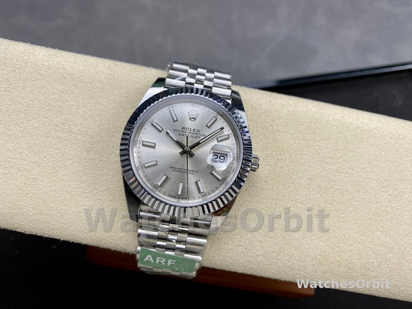 Replica Rolex Datejust 41-126334 0004, Roestvrij staal, Zilveren index wijzerplaat, Jubileum, Zilveren wijzerplaat voor heren