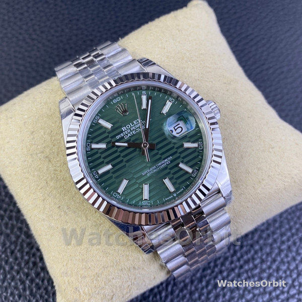 Replica Rolex Datejust 41 mm in acciaio inossidabile Quadrante verde menta - 126334 0030 Quadrante verde