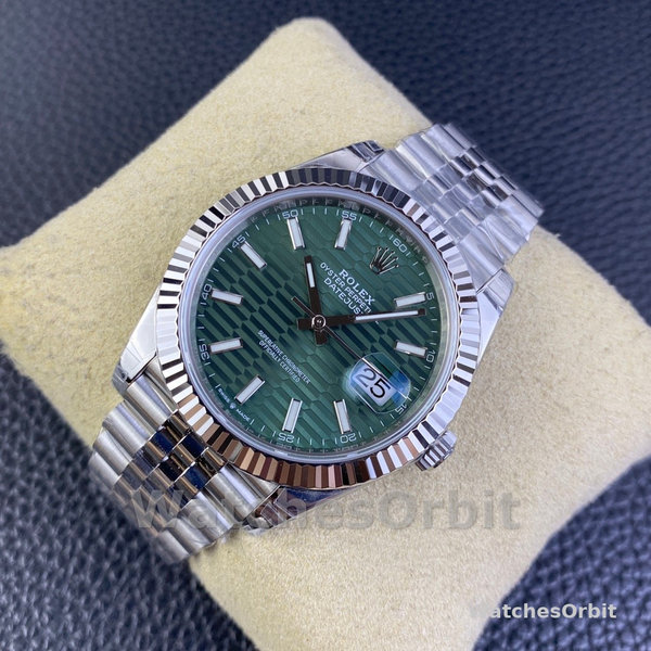 Replica Rolex Datejust 41 mm in acciaio inossidabile Quadrante verde menta - 126334 0030 Quadrante verde
