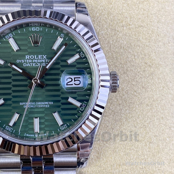Replica Rolex Datejust 41 mm in acciaio inossidabile Quadrante verde menta - 126334 0030 Quadrante verde