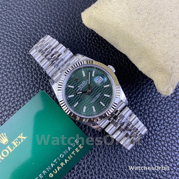 Replica Rolex Datejust 41 mm in acciaio inossidabile Quadrante verde menta - 126334 0030 Quadrante verde