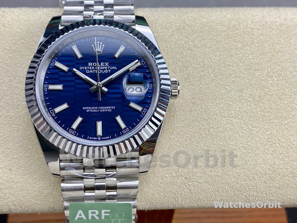 Replica Rolex Datejust 41-126334, roestvrij staal, blauwe index, jubileum, blauwe wijzerplaat voor heren
