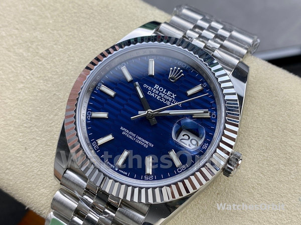 Replica Rolex Datejust 41-126334, roestvrij staal, blauwe index, jubileum, blauwe wijzerplaat voor heren