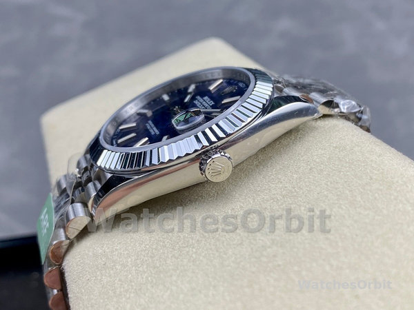 Replica Rolex Datejust 41-126334, roestvrij staal, blauwe index, jubileum, blauwe wijzerplaat voor heren