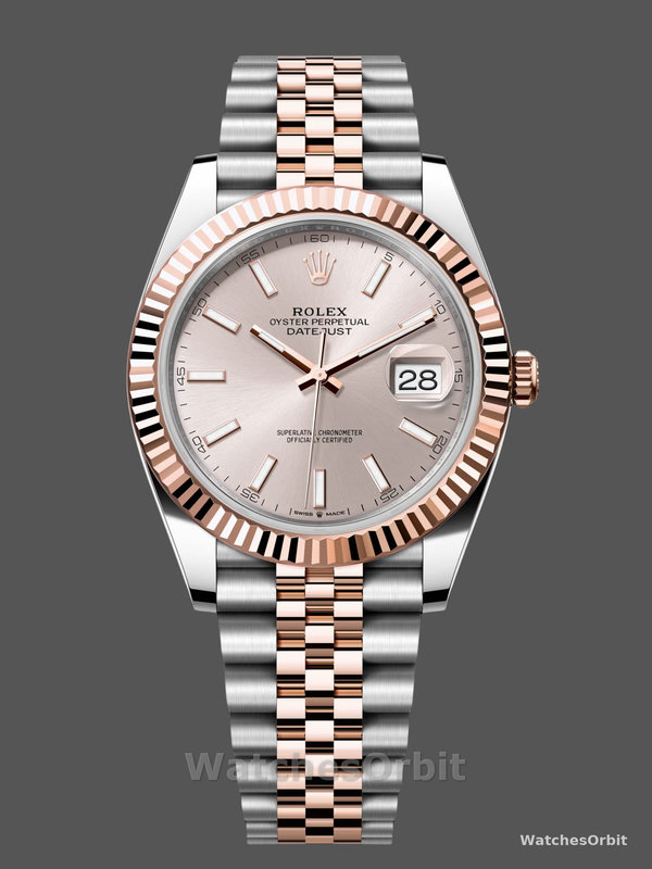 Rolex Datejust 41mm Two Tone Rose Gold Jubilee Band Sundust Index Dial 126331 0010