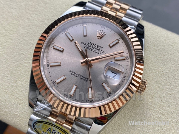 Replica Rolex Datejust 41-126331 0010, tweekleurig, roségoud, jubileumband, Sundust index wijzerplaat Sundust wijzerplaat
