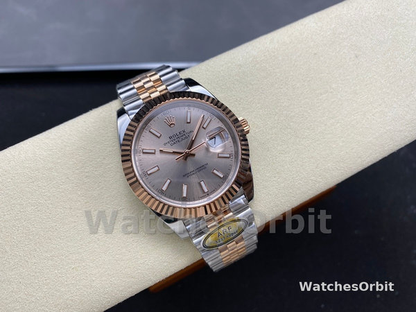 Replica Rolex Datejust 41-126331 0010, tweekleurig, roségoud, jubileumband, Sundust index wijzerplaat Sundust wijzerplaat
