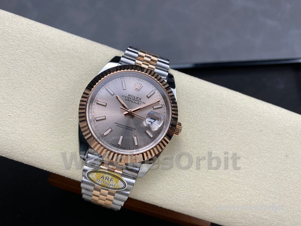 Replica Rolex Datejust 41-126331 0010, tweekleurig, roségoud, jubileumband, Sundust index wijzerplaat Sundust wijzerplaat