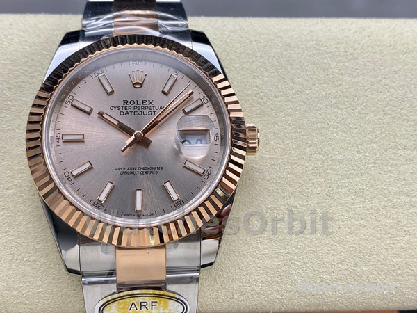 Replica Heren Rolex Datejust 41-126331 0009, tweekleurig, roségoud, Sundust index wijzerplaat Sundust wijzerplaat