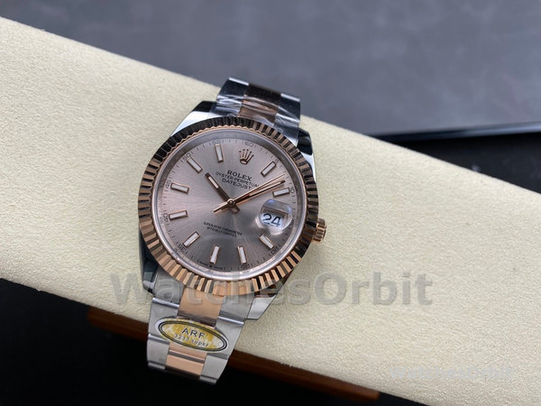 Replica Heren Rolex Datejust 41-126331 0009, tweekleurig, roségoud, Sundust index wijzerplaat Sundust wijzerplaat