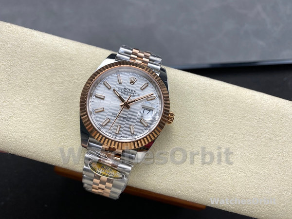 Replica Heren Rolex Datejust-m126331 0018, 41mm, Automatisch, Jubileum armband, Zilveren wijzerplaat met golfmotief