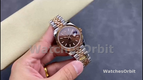 Replica Rolex Datejust-m126331 0002, automatico, oro rosa e acciaio, quadrante marrone, uomo