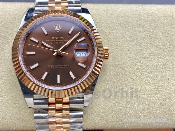 Replica Rolex Datejust-m126331 0002, automatico, oro rosa e acciaio, quadrante marrone, uomo