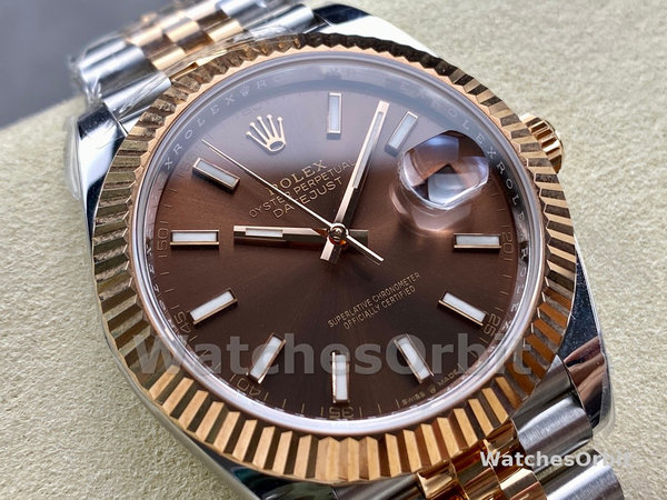Replica Rolex Datejust-m126331 0002, automatico, oro rosa e acciaio, quadrante marrone, uomo