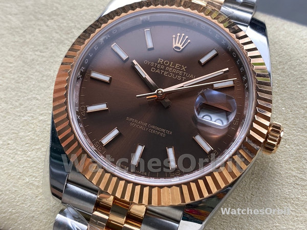 Replica Rolex Datejust-m126331 0002, automatico, oro rosa e acciaio, quadrante marrone, uomo