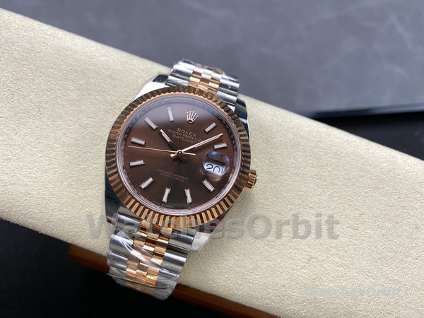 Replica Rolex Datejust-m126331 0002, automatico, oro rosa e acciaio, quadrante marrone, uomo